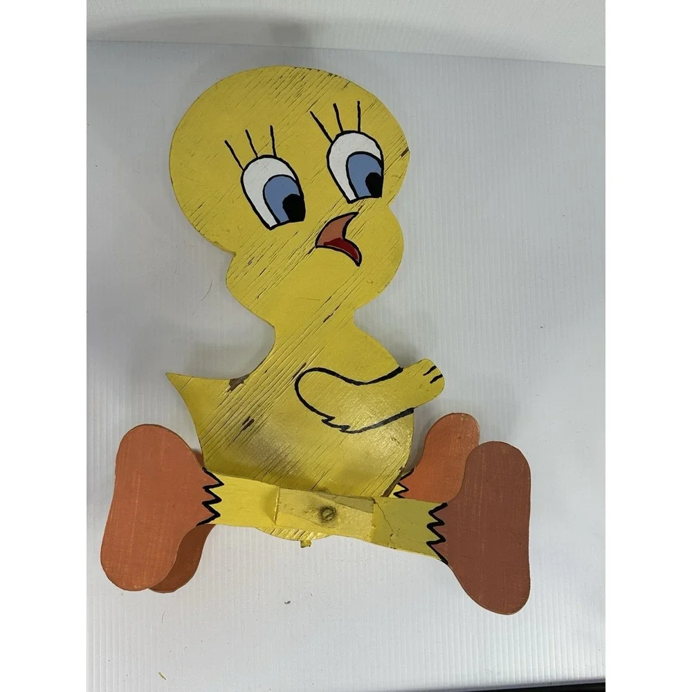 Vintage Folk Art Wooden Whirligig Tweety Bird Cartoon Looney Tunes Yard Art